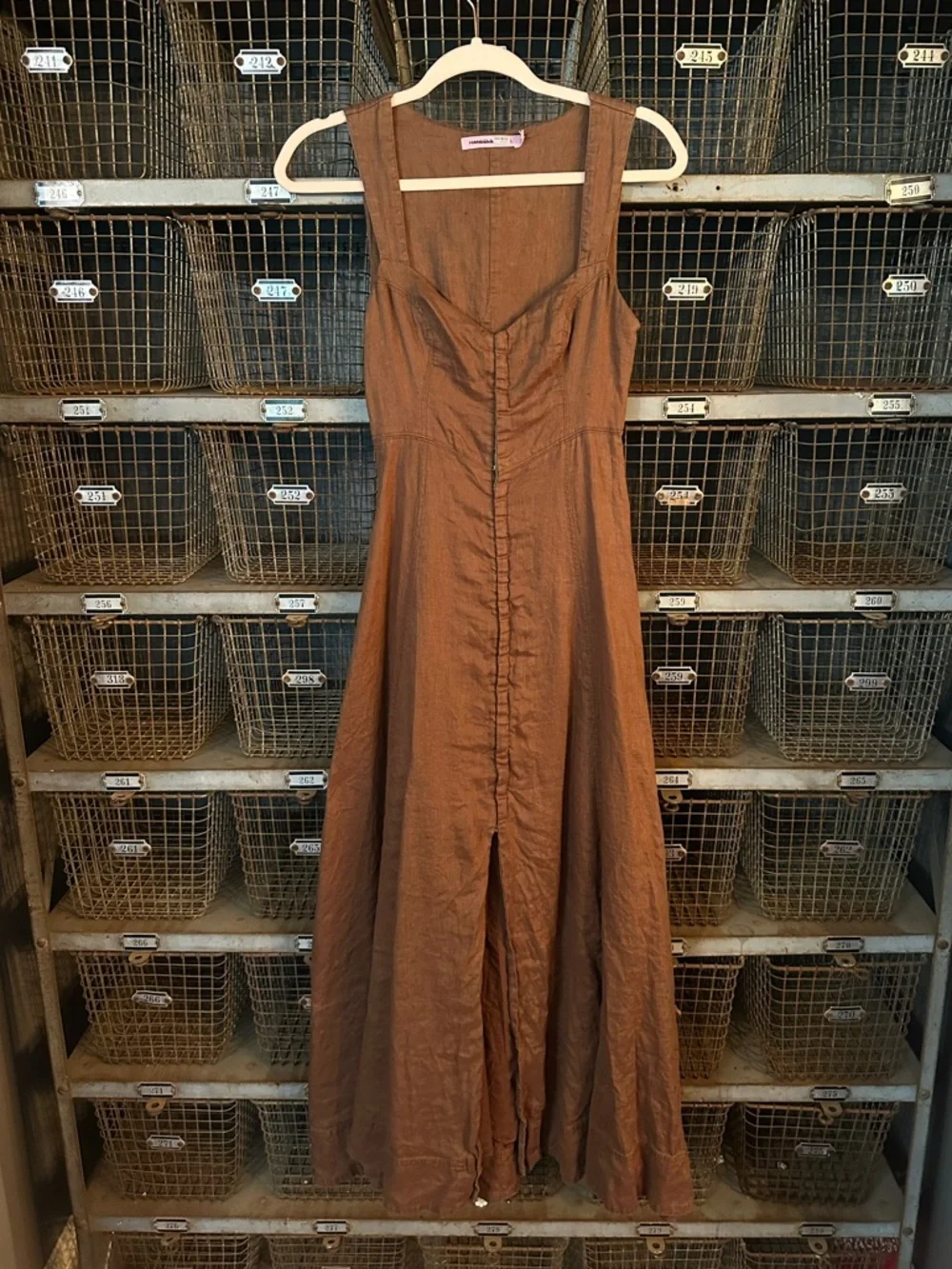 Hansen + Gretel Chocolate Brown Brightly Linen Maxi Dress Size XS 38614